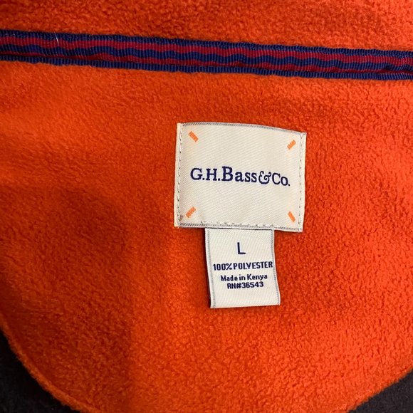 GH Bass & Co Sweater Mens L Brown Orange Fleece Pullover 1/4 Zip Sweater - Picture 6 of 10